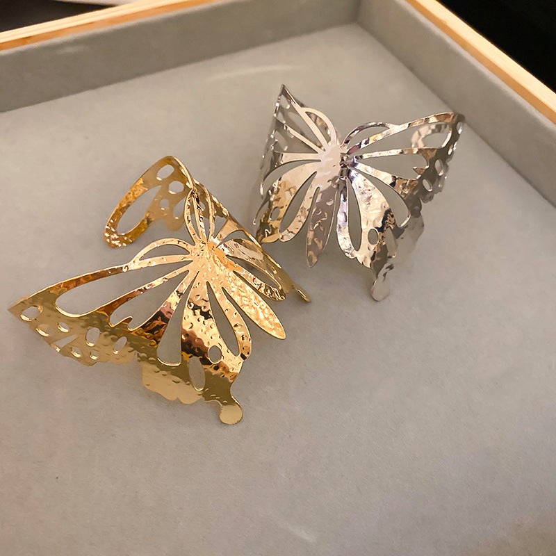 High-Grade Heavy Metal Butterfly Hollow Open Bracelet Arm Ring Personality Exaggerated Temperament Niche Jewelry Women - Image 3